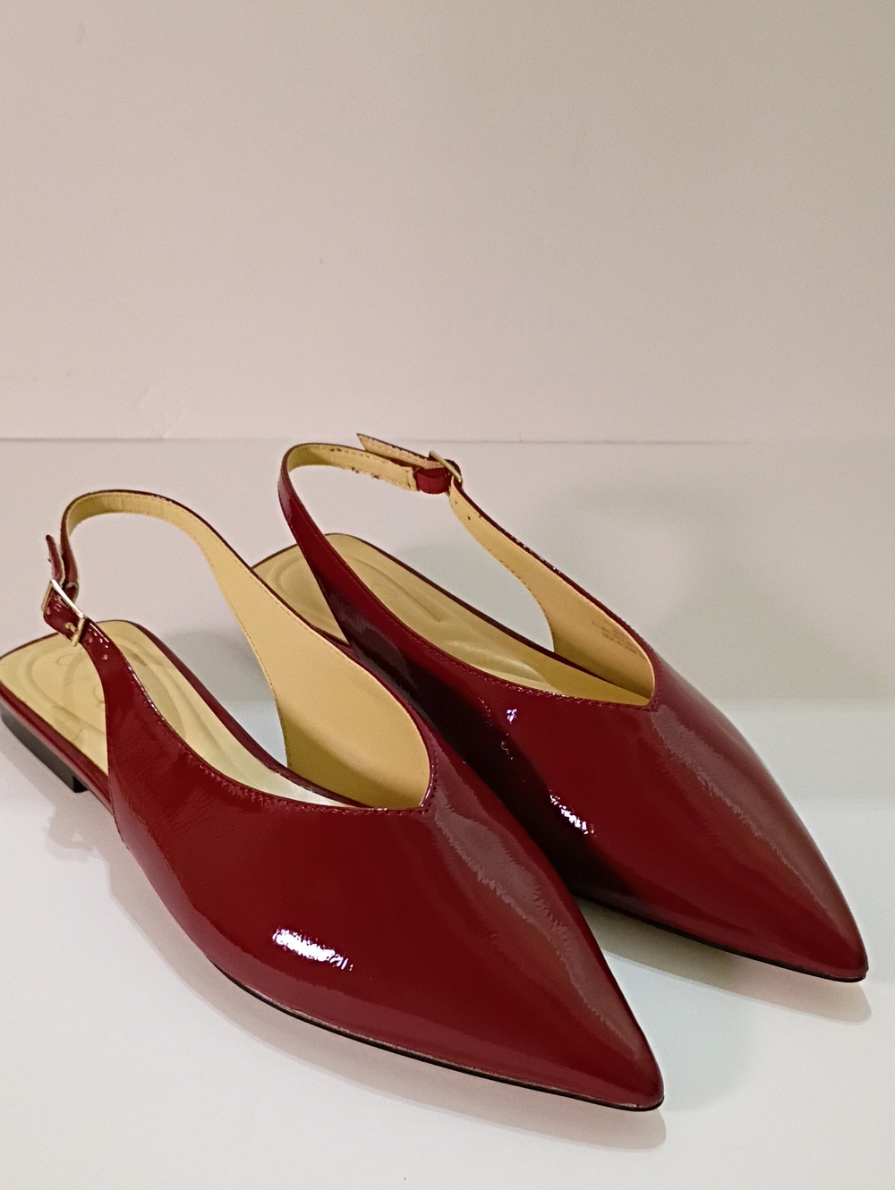 Jessica Simpson Burgundy Patent Pointed Slingback Flats